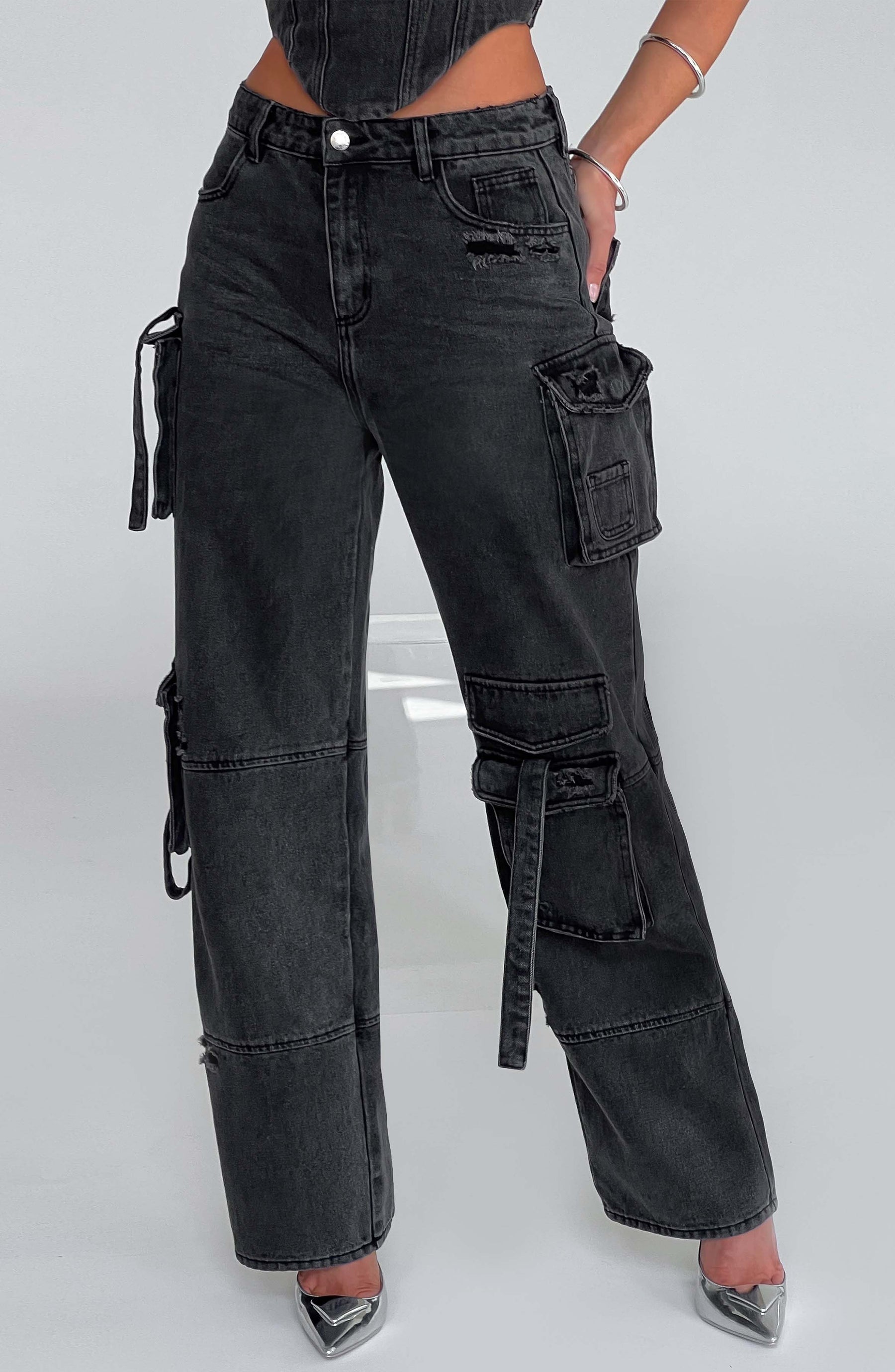 Calça Jeans Cargo Belly
