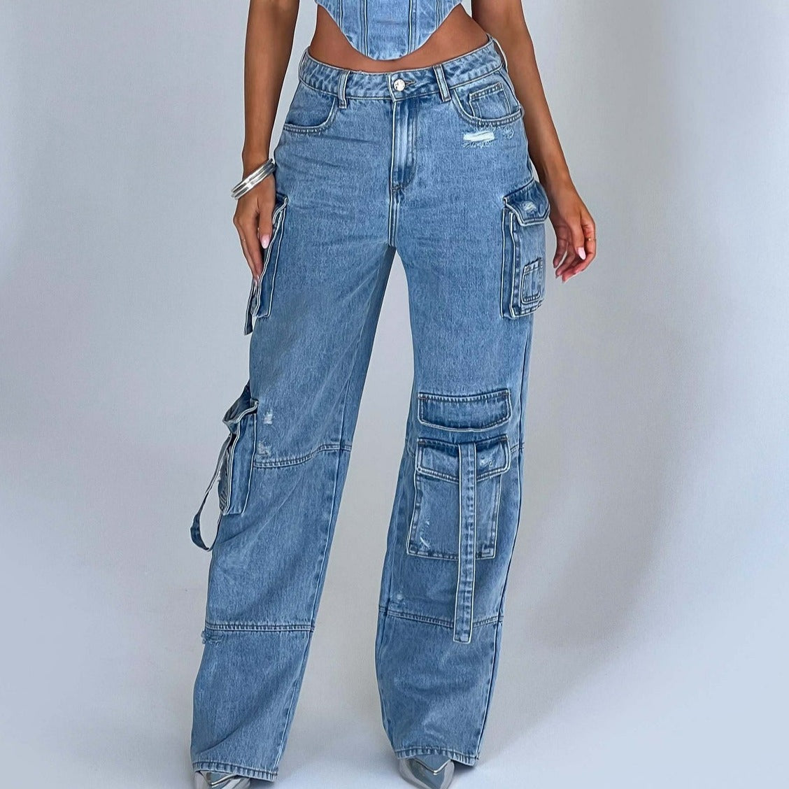Calça Jeans Cargo Belly