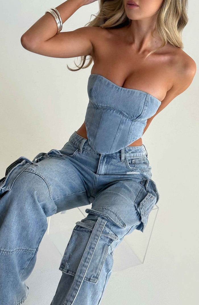 Calça Jeans Cargo Belly
