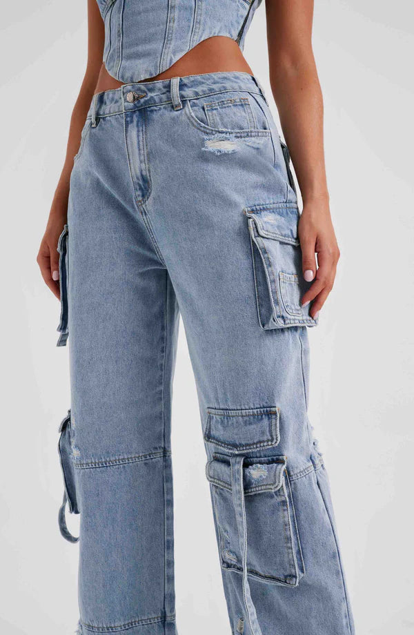 Calça Jeans Cargo Belly