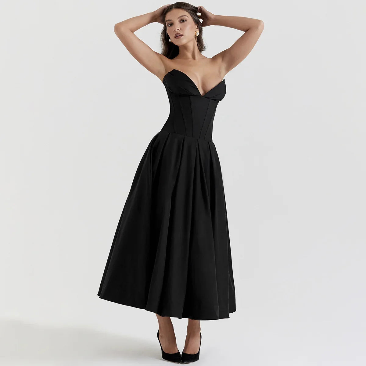 Vestido Midi Sem Alças - Sofisticação e Elegância