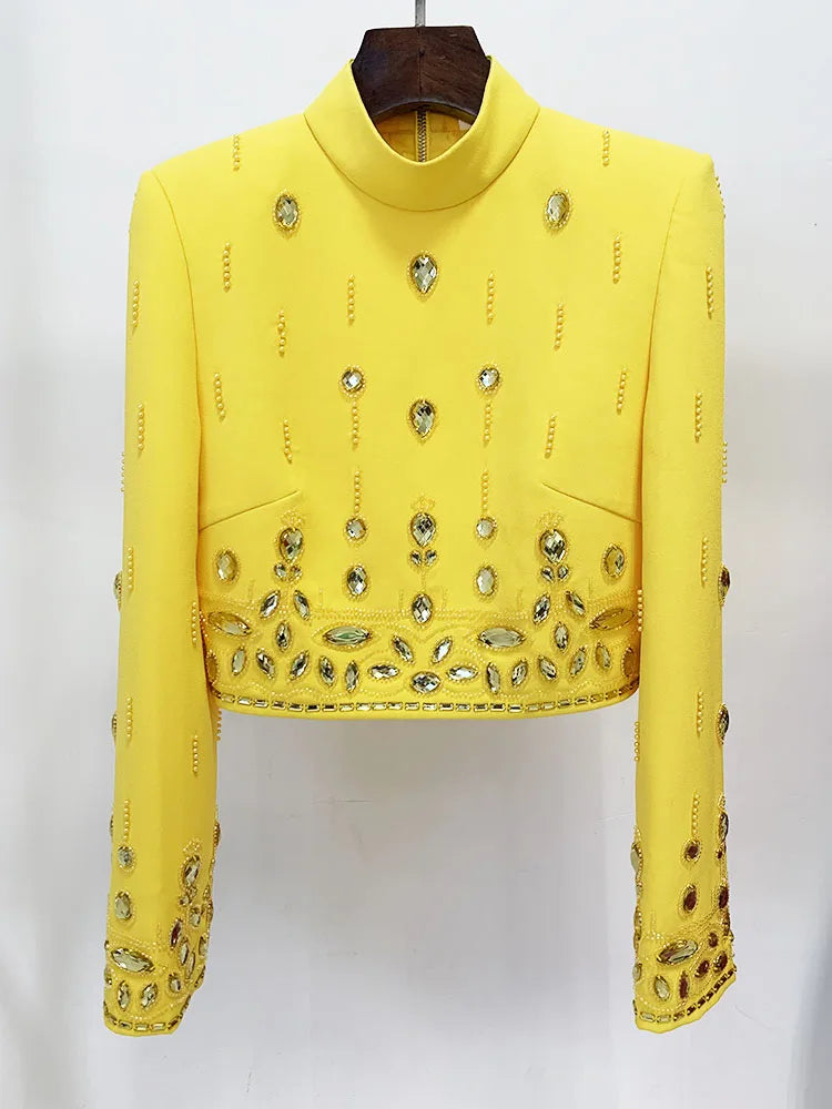Conjunto Bordado Com cristais - Saia e Blusa gola