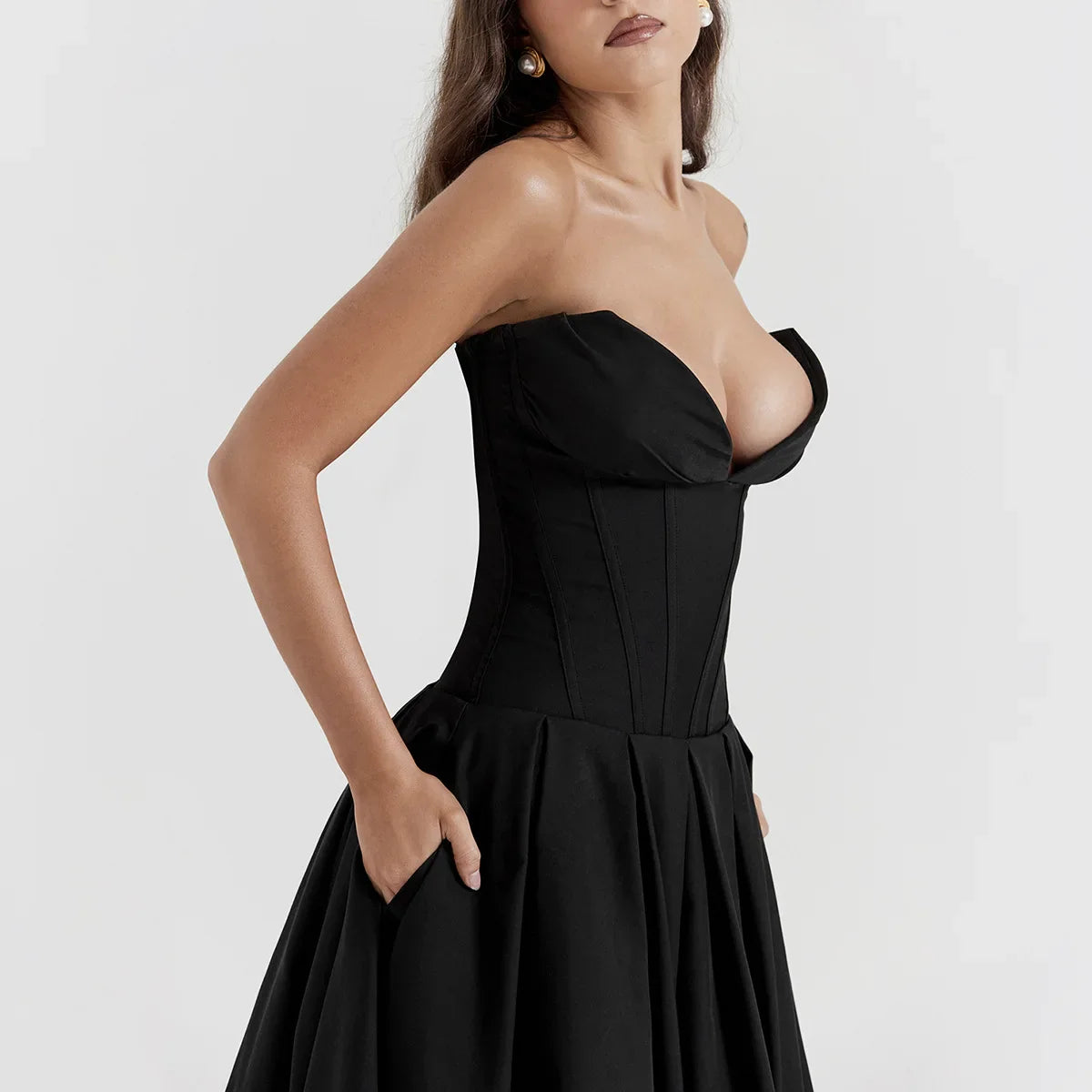 Vestido Midi Sem Alças - Sofisticação e Elegância