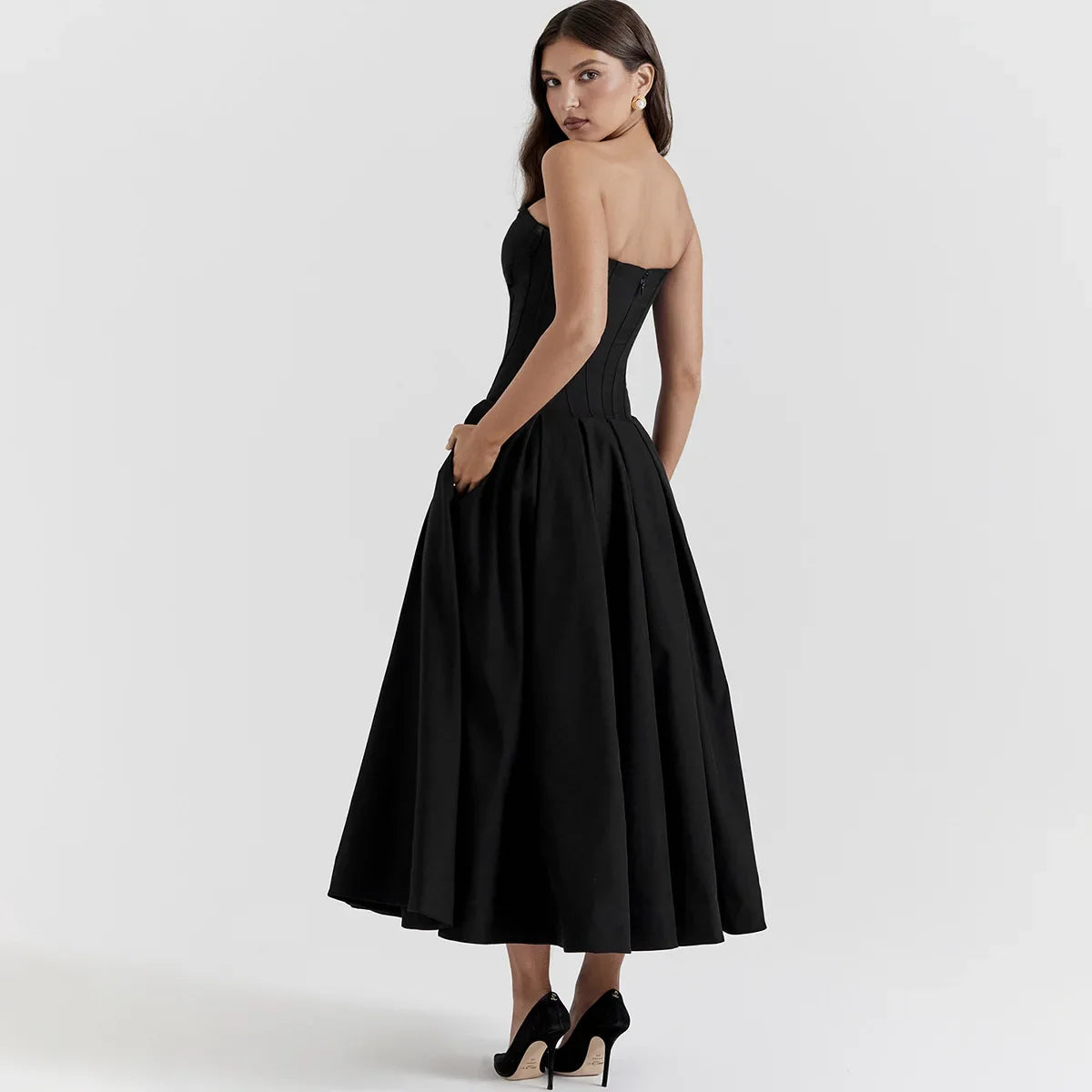 Vestido Midi Sem Alças - Sofisticação e Elegância