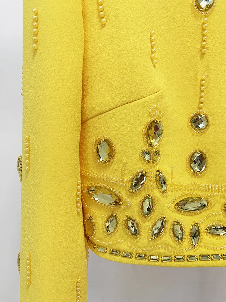 Conjunto Bordado Com cristais - Saia e Blusa gola