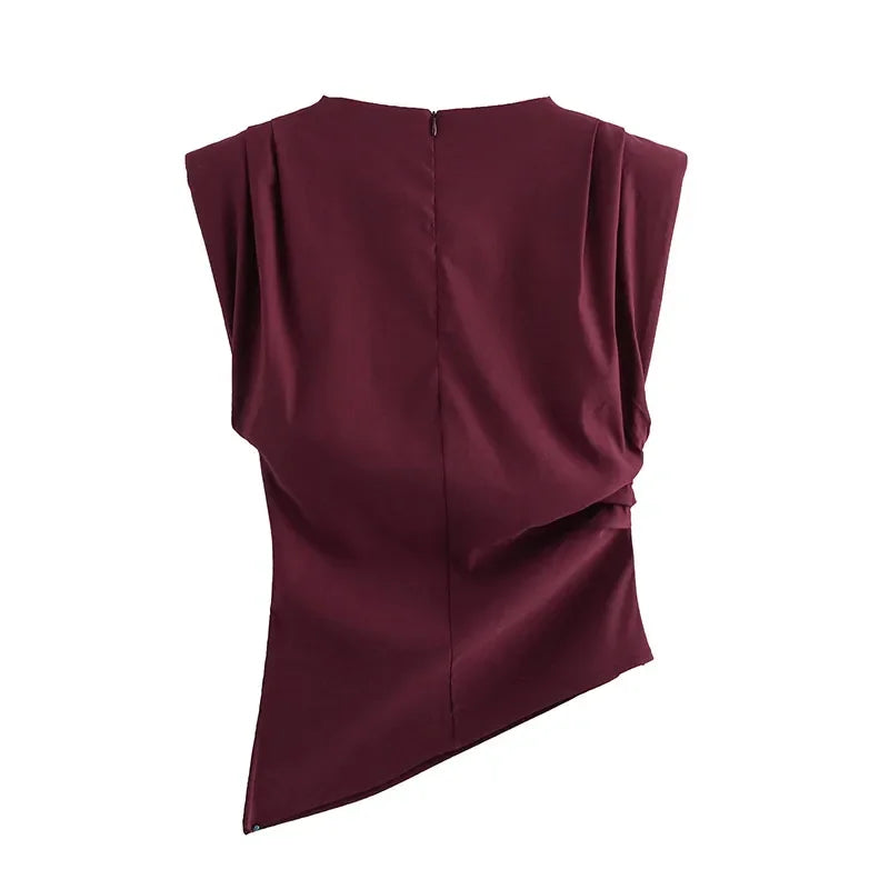 Regata Elegante com Ombreiras e Gola Redonda – Look Sofisticado