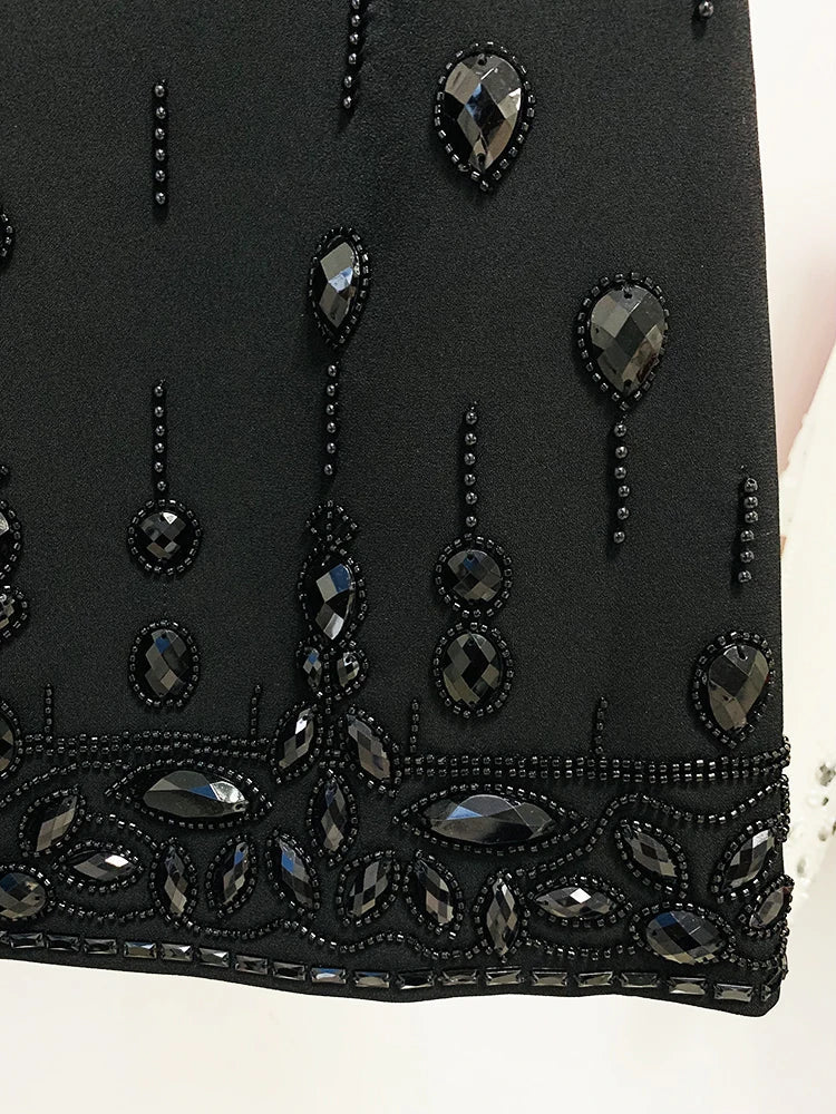 Conjunto Bordado Com cristais - Saia e Blusa gola