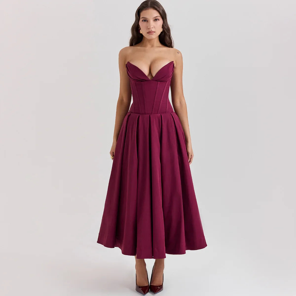 Vestido Midi Sem Alças - Sofisticação e Elegância