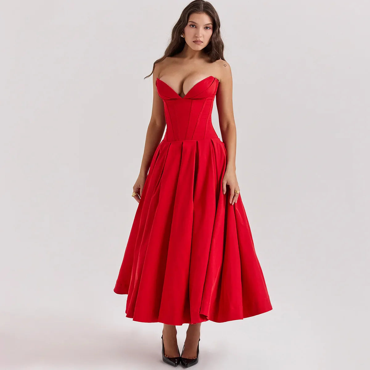 Vestido Midi Sem Alças - Sofisticação e Elegância
