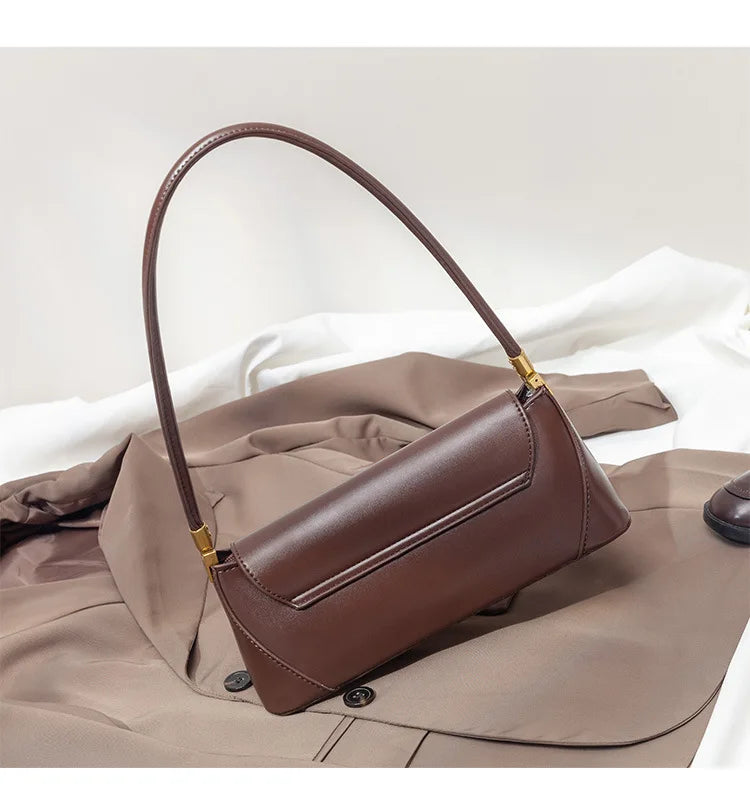 Bolsa de Ombro – Couro Ecológico, Estilo Luxo, Pequena e Elegante, Modelo Underarm/Clutch