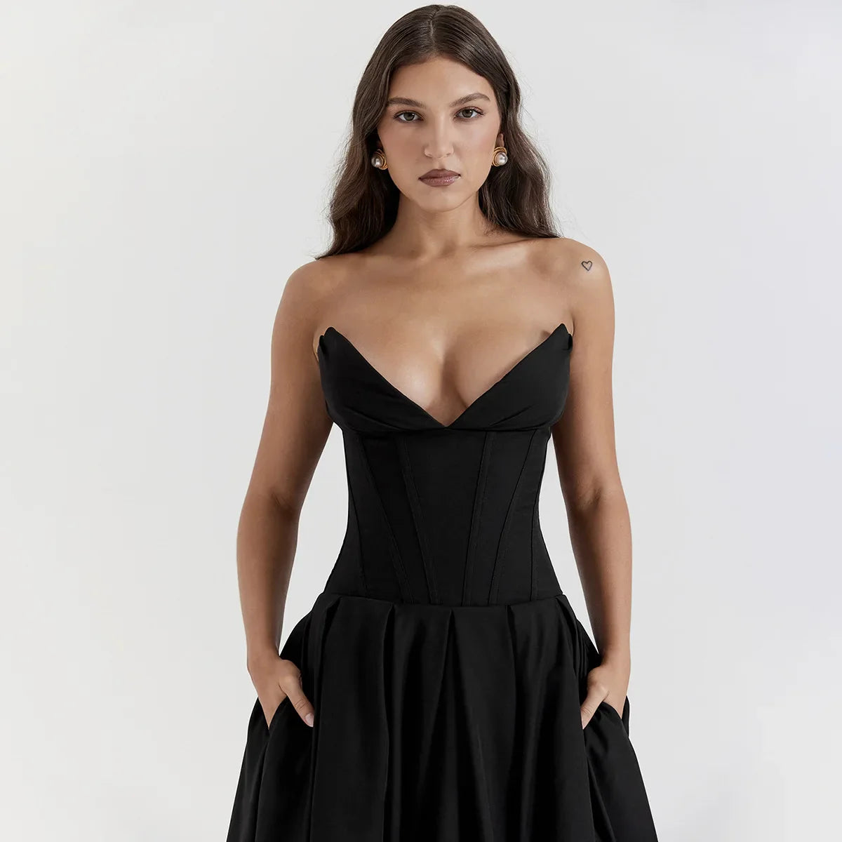 Vestido Midi Sem Alças - Sofisticação e Elegância