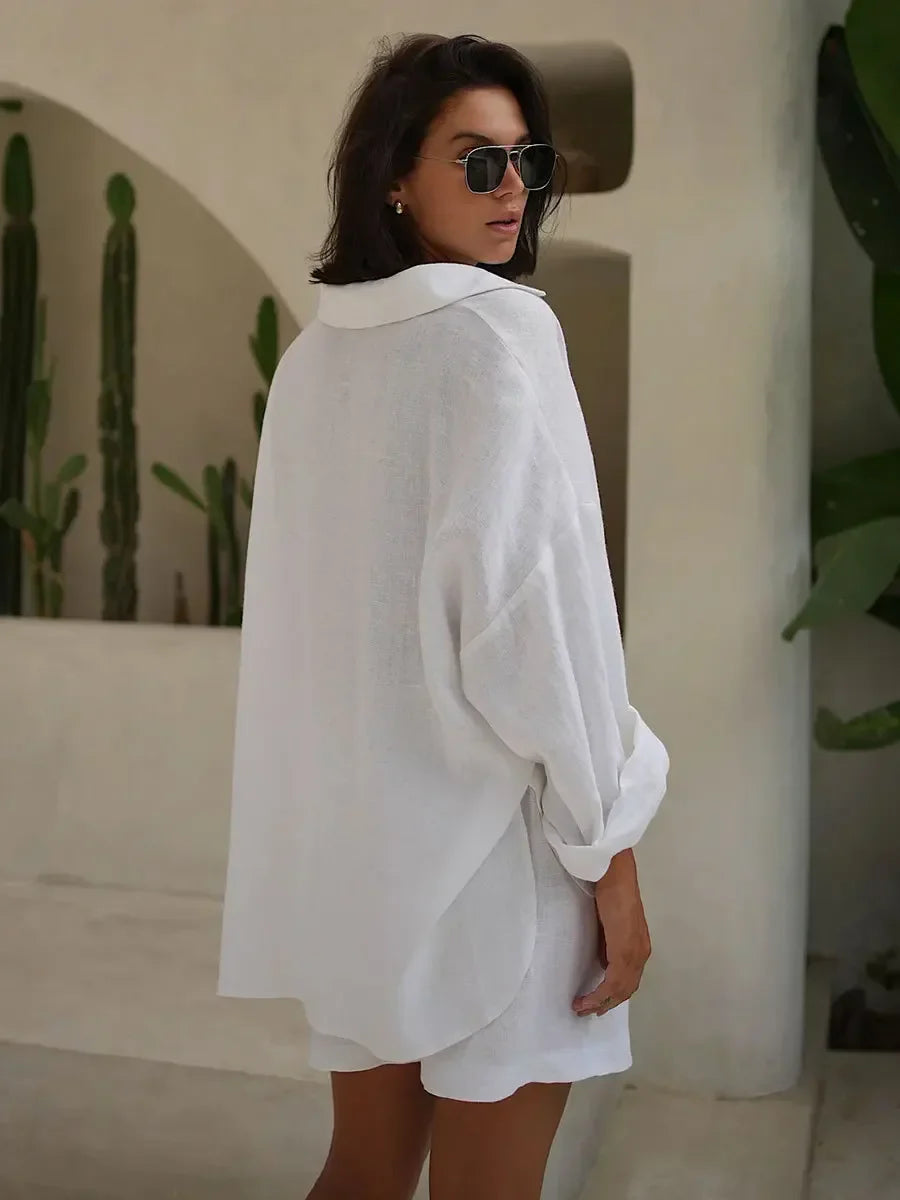 Conjunto Wolfeel – Camisa e Shorts com Manga Lanterna em Algodão 100%