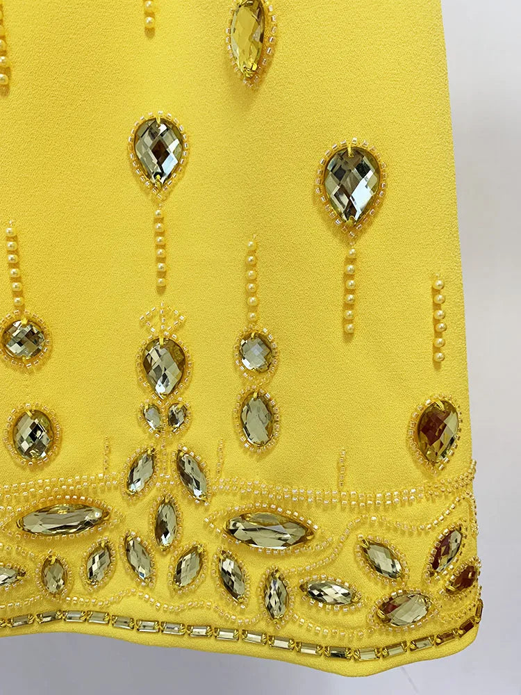 Conjunto Bordado Com cristais - Saia e Blusa gola