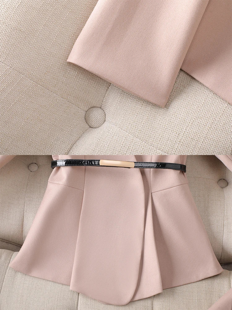 Conjunto Blazer e Calça Alfaiataria com cinto elegante