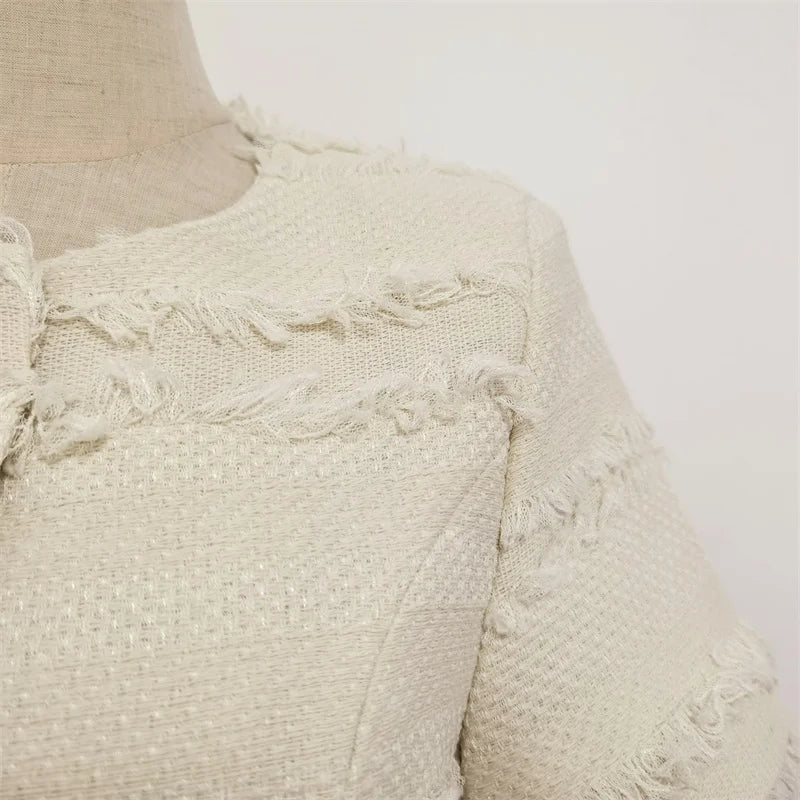 Vestido Tweed Com Cinto pérolas