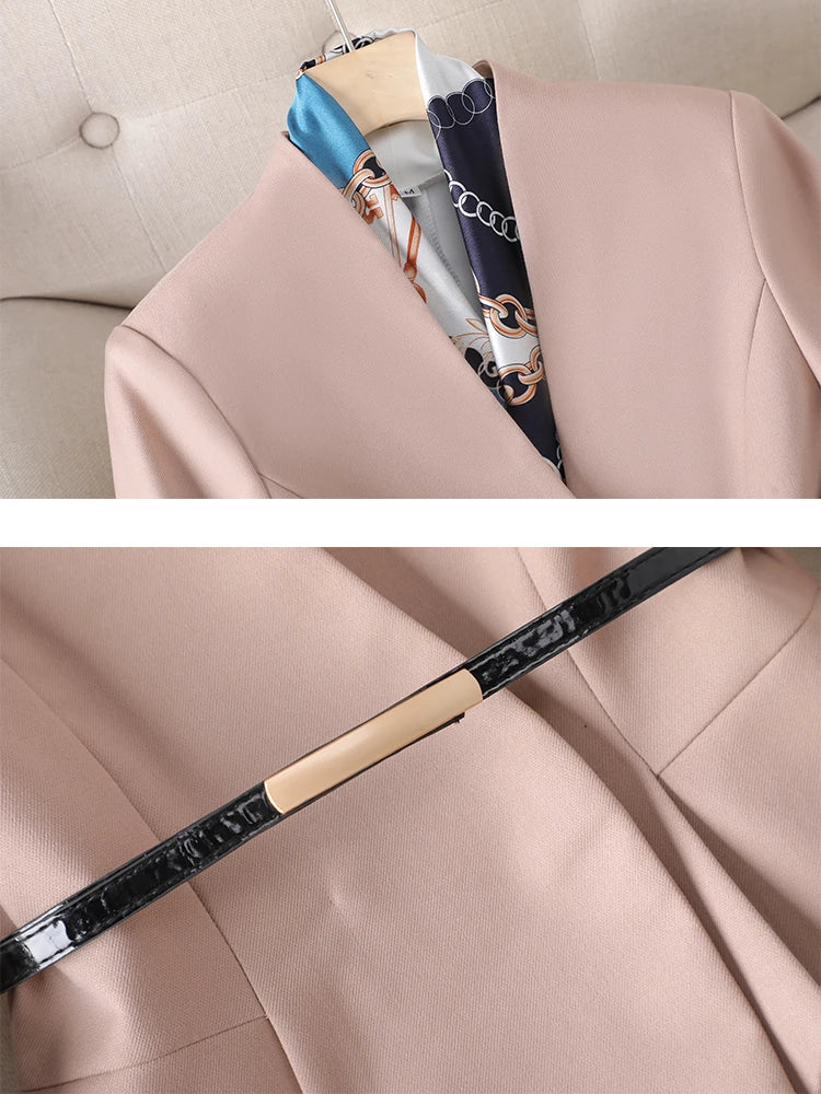 Conjunto Blazer e Calça Alfaiataria com cinto elegante