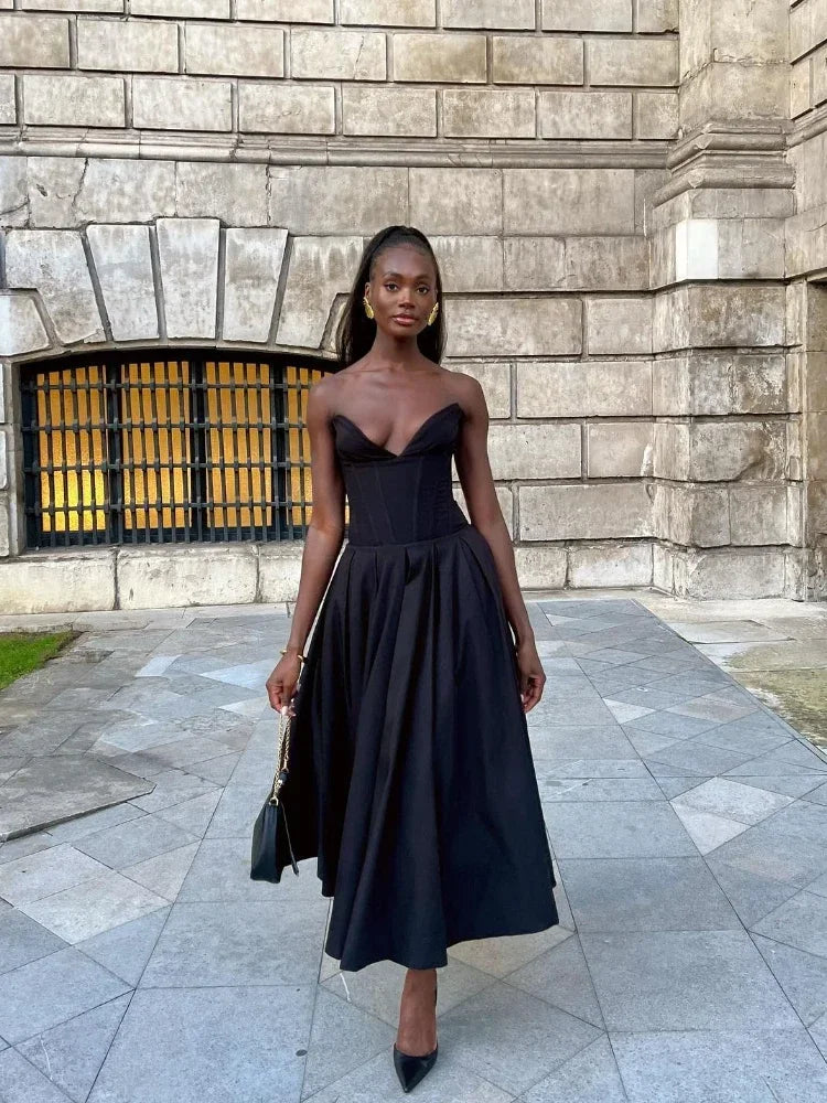 Vestido Midi Sem Alças - Sofisticação e Elegância
