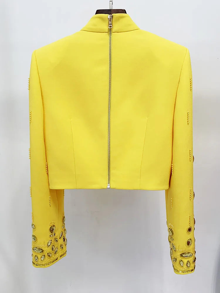 Conjunto Bordado Com cristais - Saia e Blusa gola