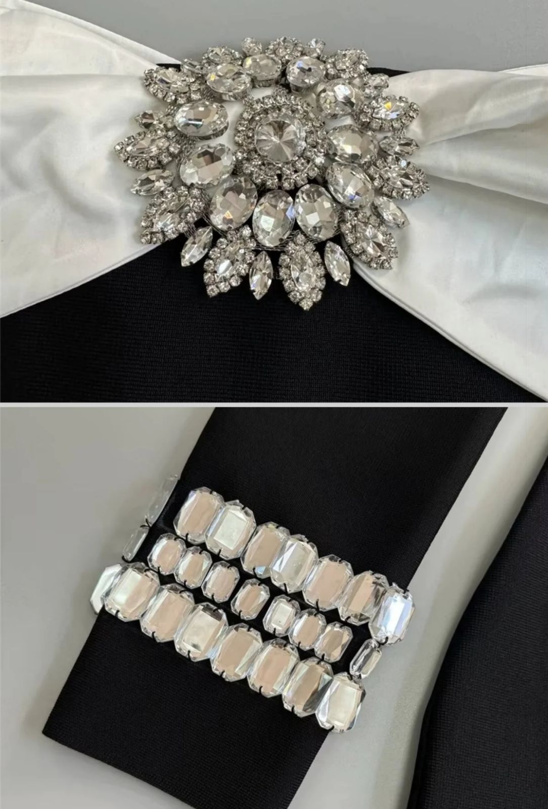 Vestido com Bordado à Mão em Pedrarias – Modelo Ombro a Ombro com Silhueta Ajustada e Elegância Artesanal
