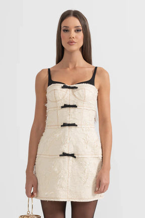 Vestido Com Plumas - Marfim