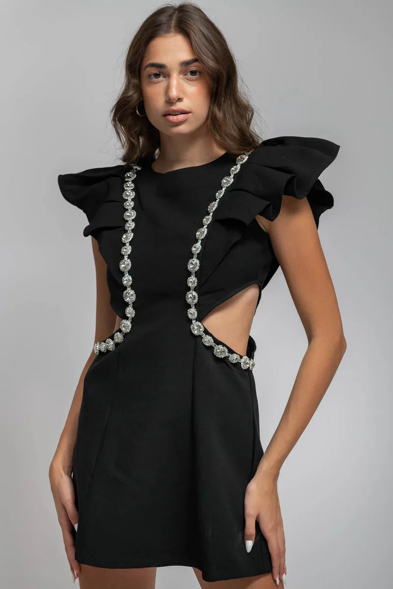 Vestido Elegante com Detalhes em Strass