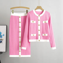 Conjunto Tricô Saia e Cardigan