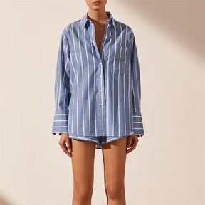 Conjunto Shorts e camisa Listrado - Novidade