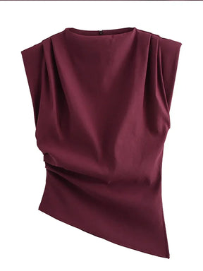 Regata Elegante com Ombreiras e Gola Redonda – Look Sofisticado