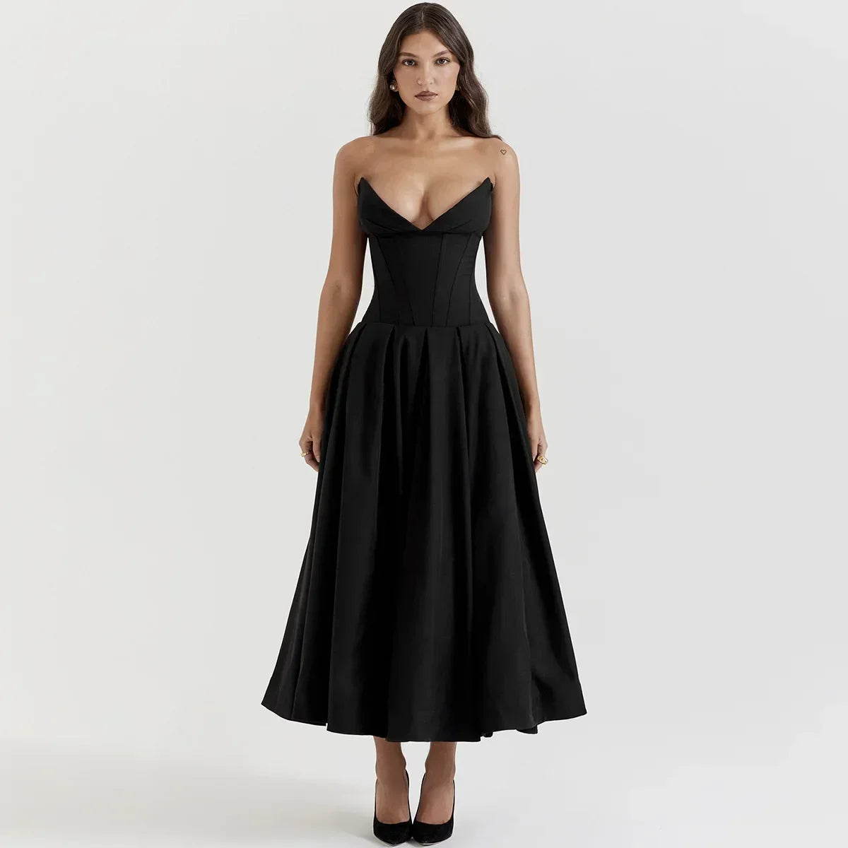 Vestido Midi Sem Alças - Sofisticação e Elegância