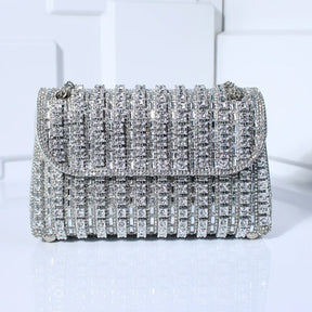 Bolsa Glamour Prateada com Brilho de Strass