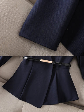 Conjunto Blazer e Calça Alfaiataria com cinto elegante