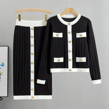 Conjunto Tricô Saia e Cardigan