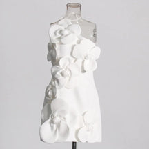 Vestido de Flores 3D – Sem Mangas, Elegância e Sofisticação