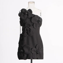 Vestido de Flores 3D – Sem Mangas, Elegância e Sofisticação