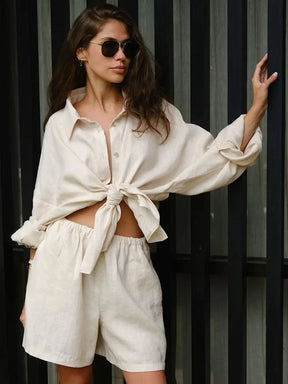 Conjunto Wolfeel – Camisa e Shorts com Manga Lanterna em Algodão 100%