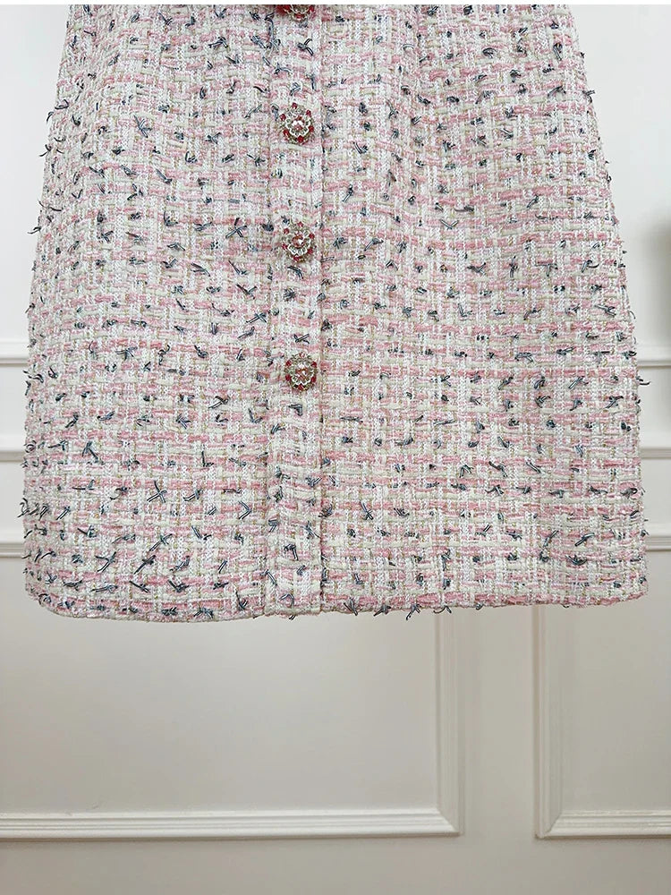 Vestido de Alça em Tweed com Cinto – Elegância e Toque Romântico