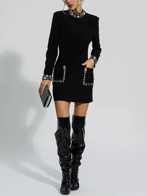 Vestido Bordado a mão pedras - Novidade