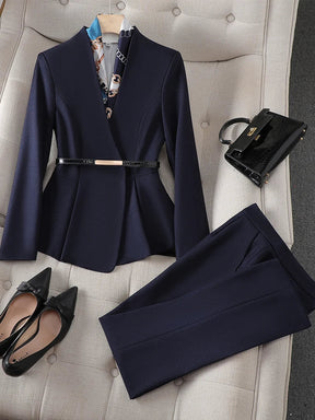 Conjunto Blazer e Calça Alfaiataria com cinto elegante