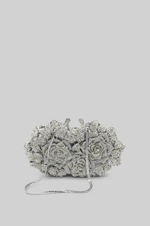 Bolsa clutch com enfeite de cristal