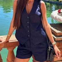 Conjunto Alfaiataria Blusa e Short Linho