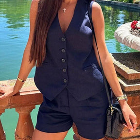 Conjunto Alfaiataria Blusa e Short Linho