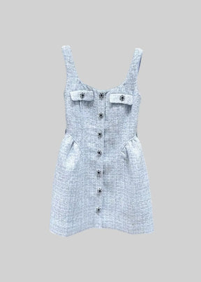 Vestido de Alça em Tweed com Cinto – Elegância e Toque Romântico