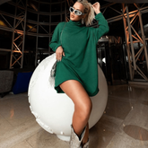 Vestido Poncho Lanzinha Alta Qualidade Moda Feminina Novidade Outono Inverno Blusao Manga Longa