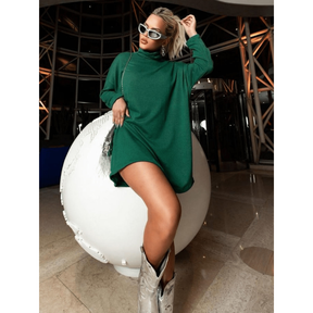Vestido Poncho Lanzinha Alta Qualidade Moda Feminina Novidade Outono Inverno Blusao Manga Longa