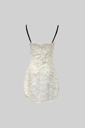 Vestido Com Plumas - Marfim