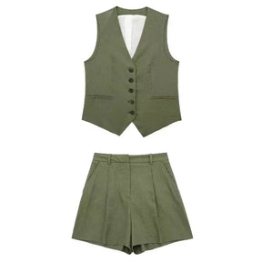 Conjunto Alfaiataria Blusa e Short Linho