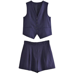 Conjunto Alfaiataria Blusa e Short Linho