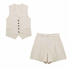Conjunto Alfaiataria Blusa e Short Linho